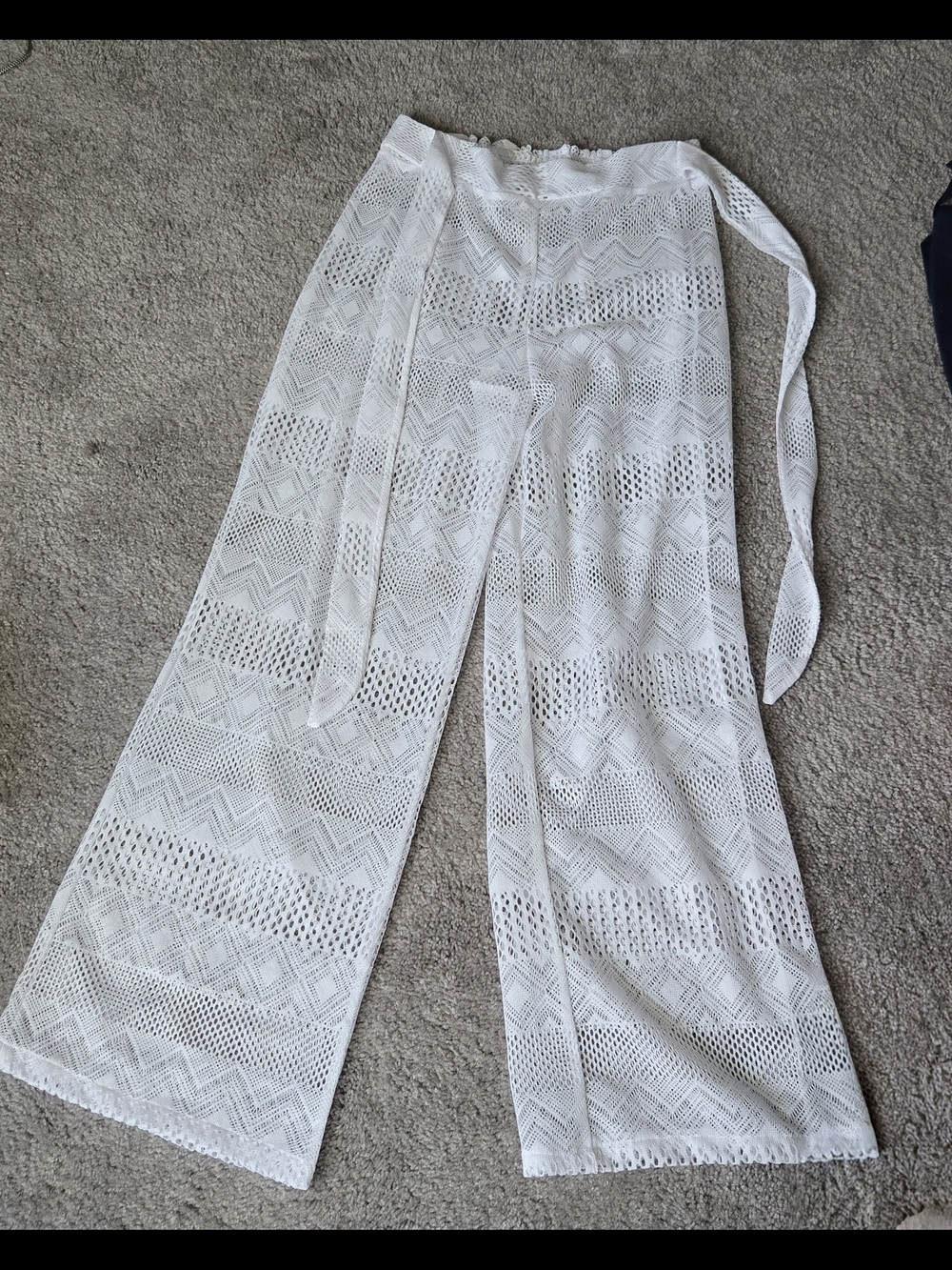 White Crochet Wrap Palazzo Coverup Pants
